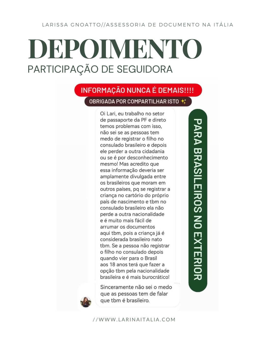 Depoimento - Filho nascido na Itália